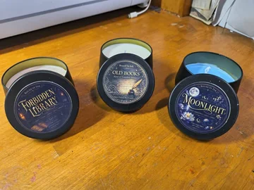 Forbidden Library, Old Books, and Moonlight handmade candles