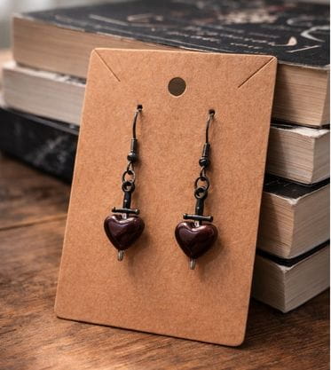 Heart and dagger handmade earrings