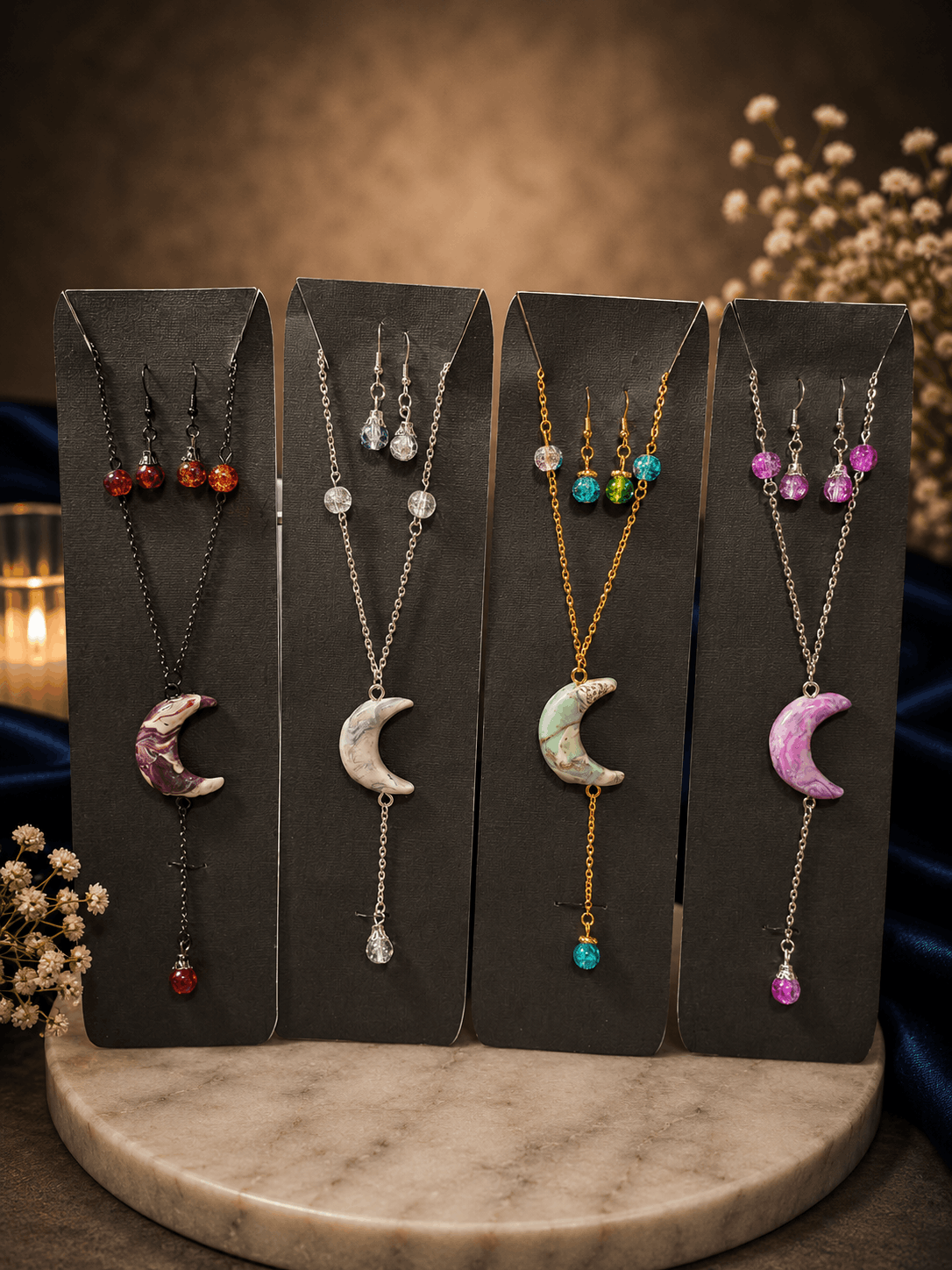 Luna's Crescent necklace and earrings set