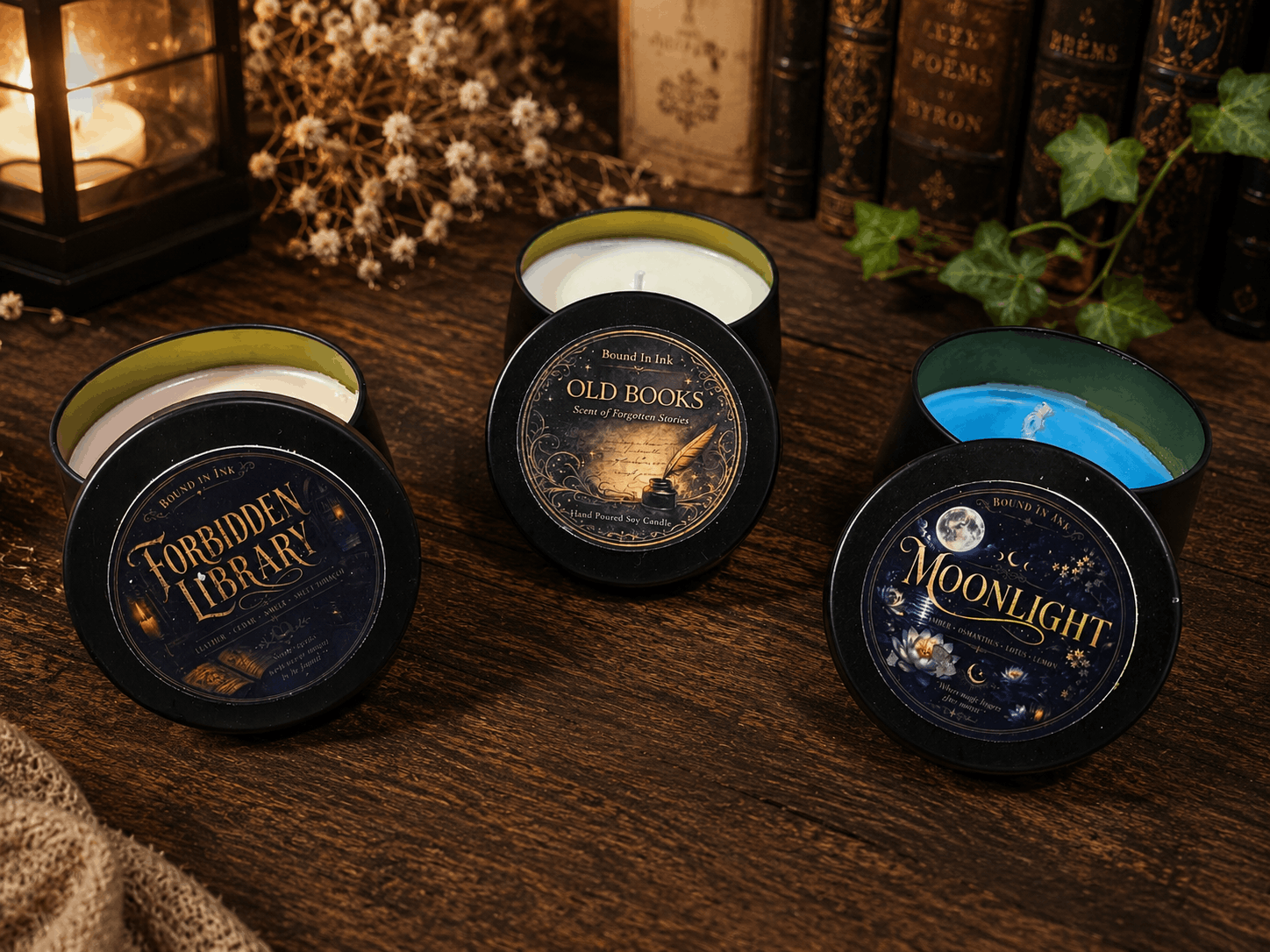 Bound in Ink bookish candle